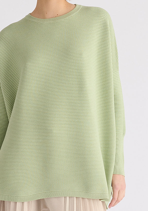 Paisie Ribbed Jumper in Matcha Green Close Up